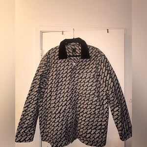 Black & White H&M sesame Street Logo Print Button-Up Jacket XL